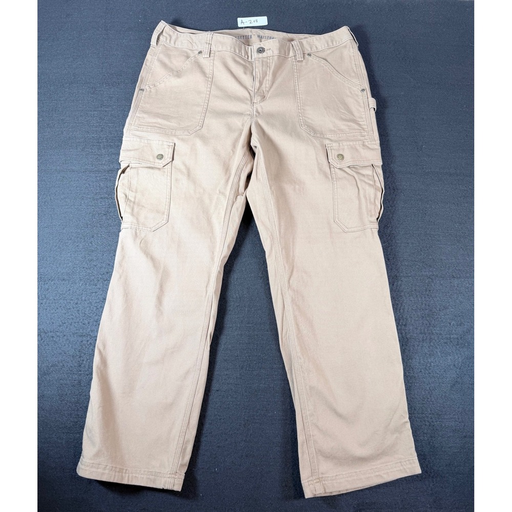 Duluth Trading Co Women 14x29 Tan Cargo Pants Curvesetter Waistband Workwear